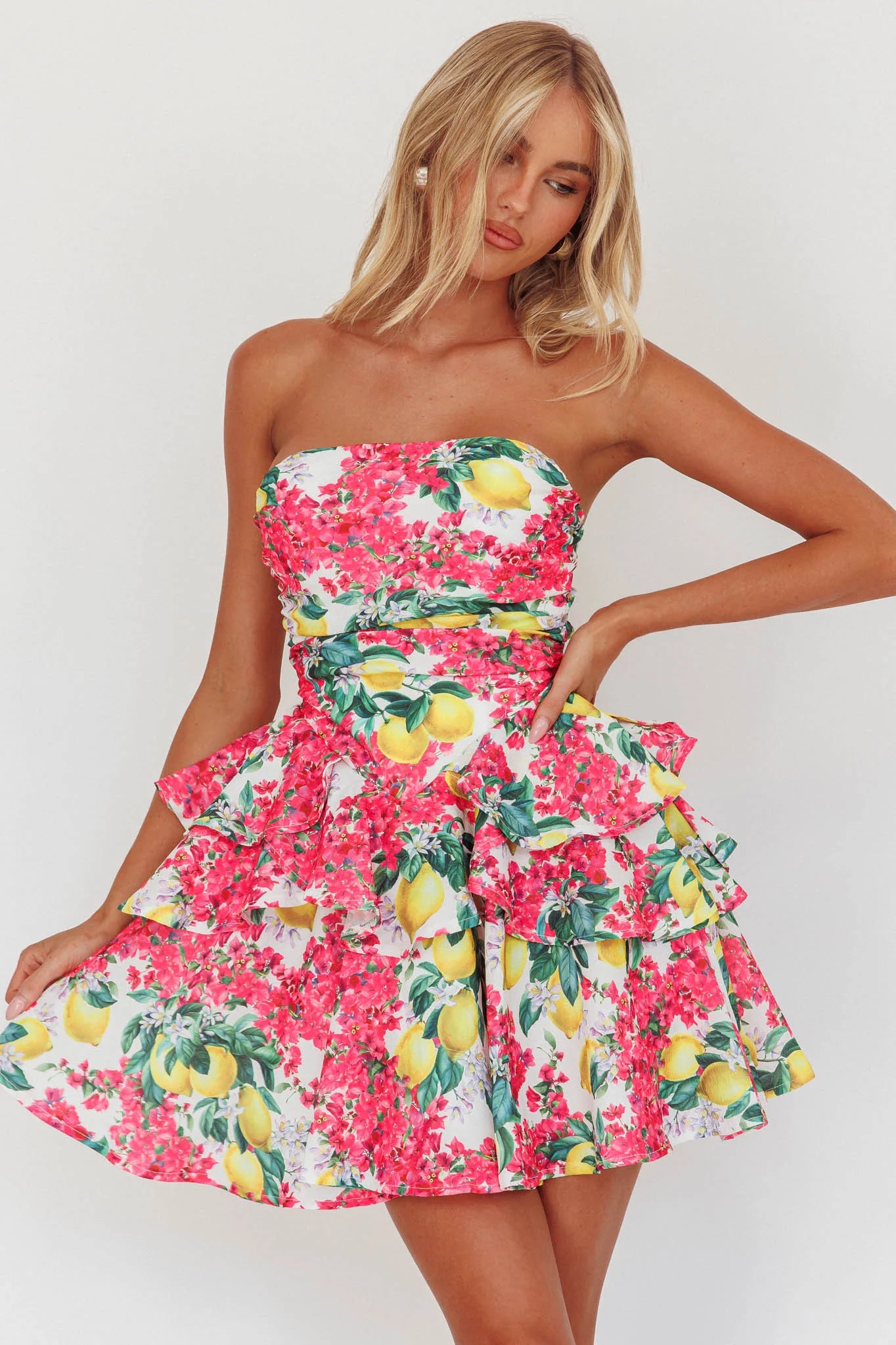 Like Me Tied Back Layered Mini Dress Citrus Pink